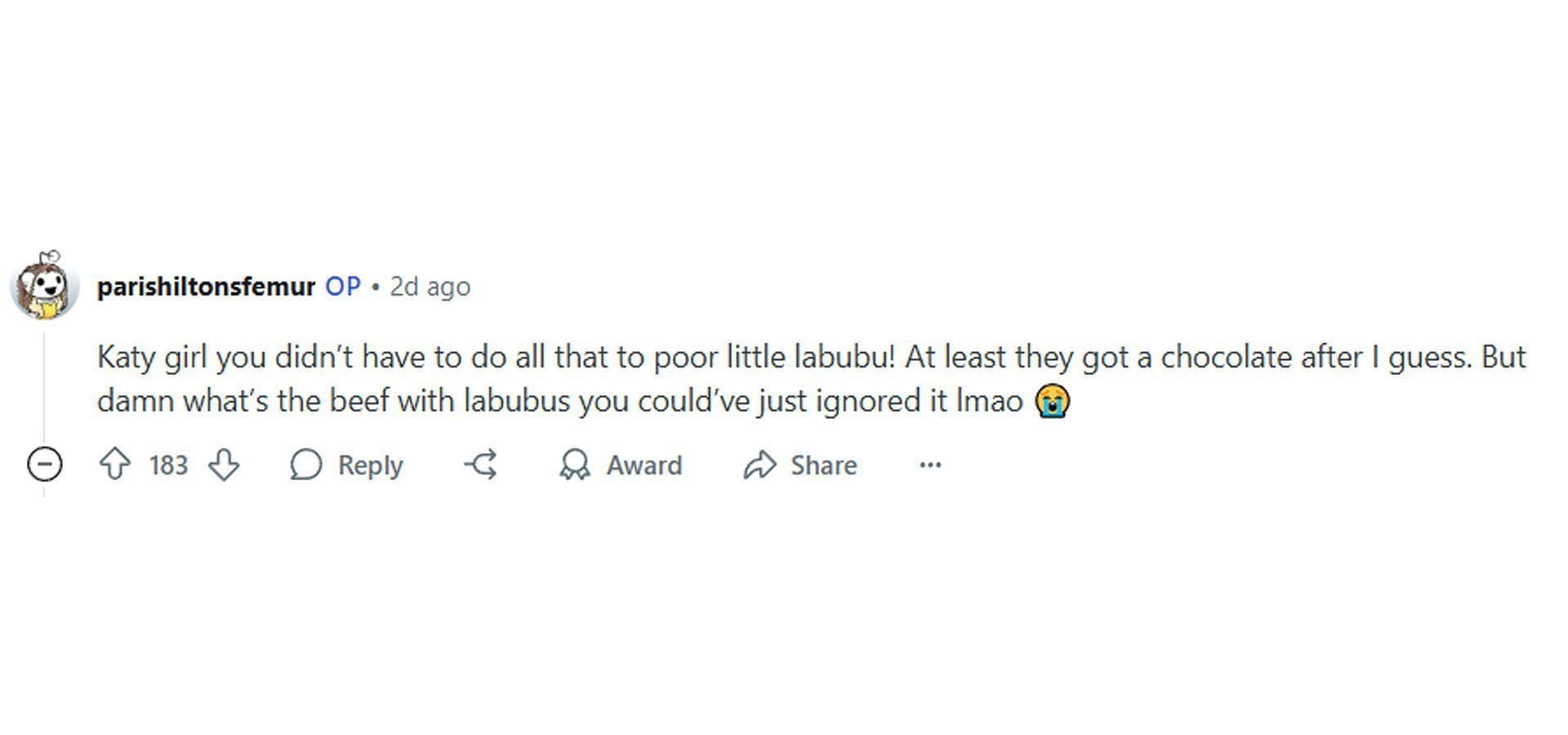 A comment reacting to the news (Image via Reddit/ u/parishiltonsfemur)